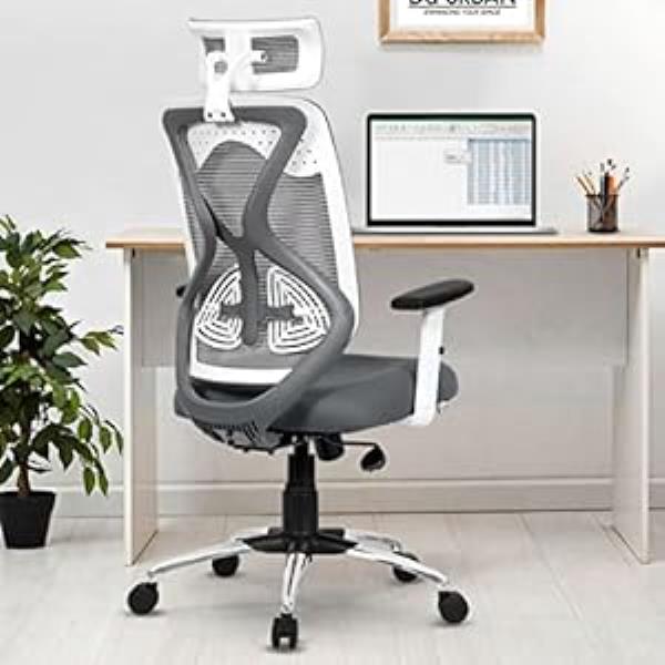 Da URBAN® Merlion Office Chair,High Back Mesh Ergonomic Home Office Desk Chair with 3 Years Warranty, Adjustable Armrests,Adjustable Lumbar Support,Tilt Lock Mechanism (Grey)